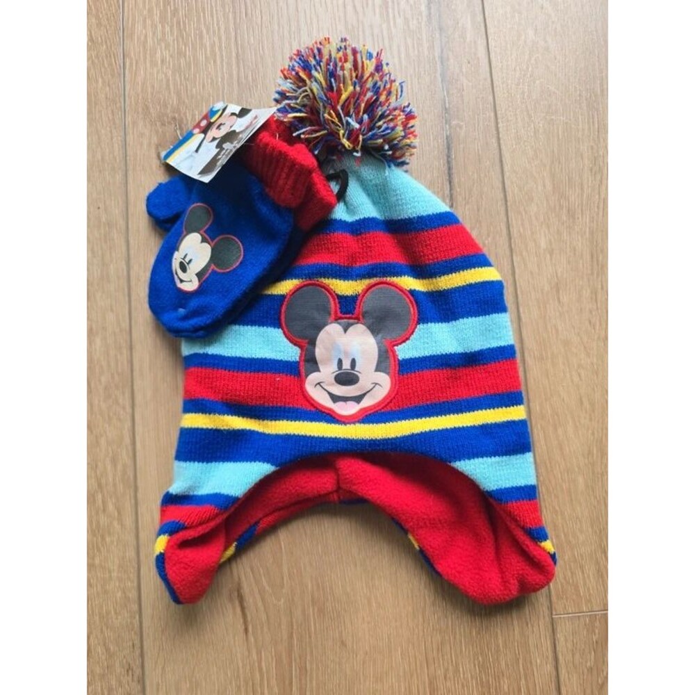Disney Junior amickey Mouse Fun house hat and mitten set gloves toddler baby